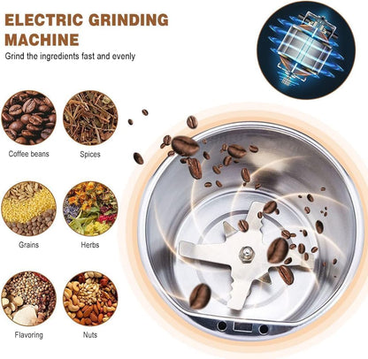 Portable Electric Mixir Grinder | Premium Stainless Steel | Multi-Functional for Grinding Coffee, Dry Herbs, Spices, Nuts & More | Quick & Efficient Grinding for Home & Office Use