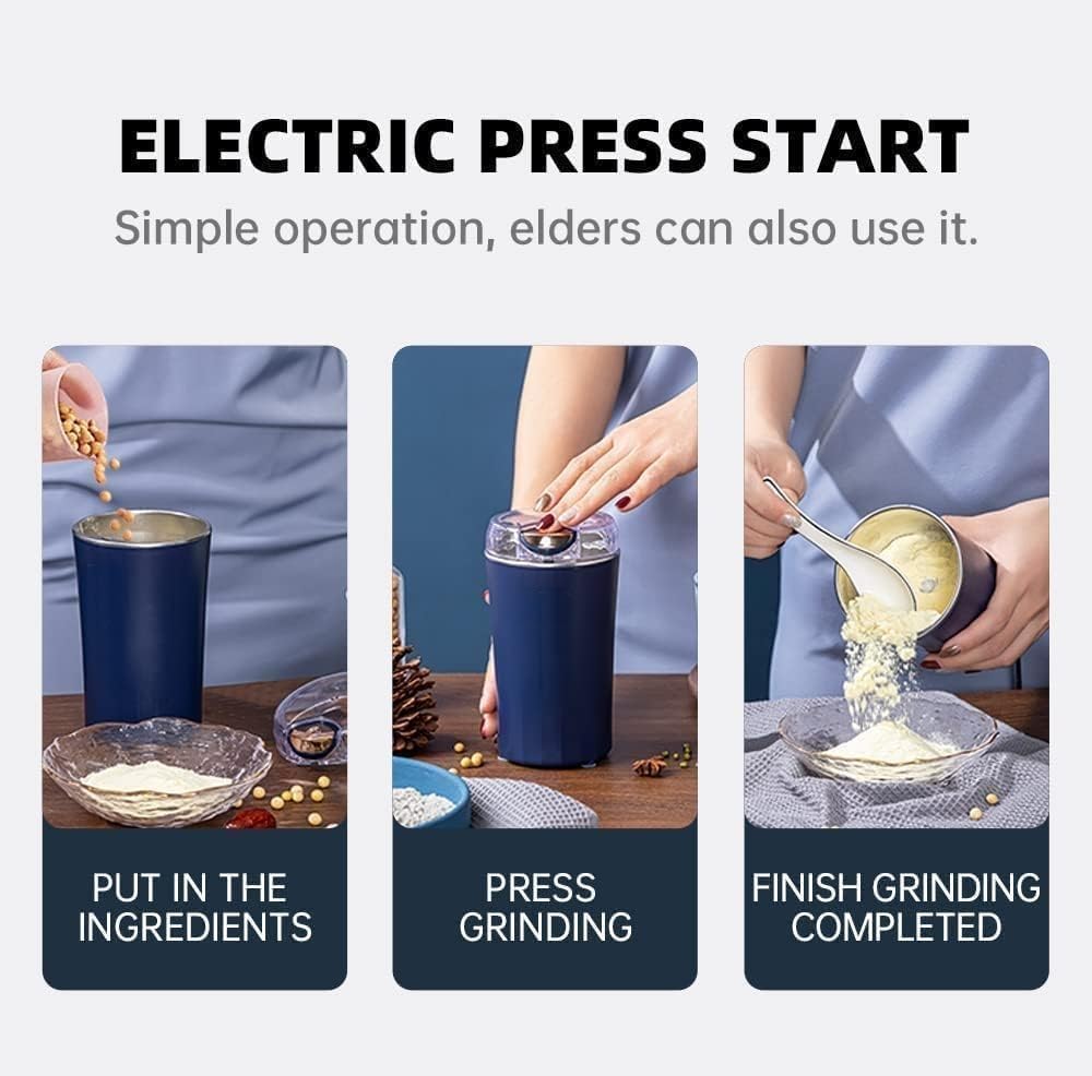 Portable Electric Mixir Grinder | Premium Stainless Steel | Multi-Functional for Grinding Coffee, Dry Herbs, Spices, Nuts & More | Quick & Efficient Grinding for Home & Office Use