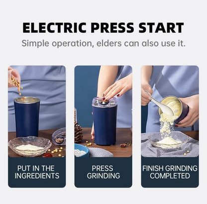Portable Electric Mixir Grinder | Premium Stainless Steel | Multi-Functional for Grinding Coffee, Dry Herbs, Spices, Nuts & More | Quick & Efficient Grinding for Home & Office Use