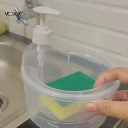 Double Layer 2 in 1 Liquid soap Dispenser with Pump and Sponge